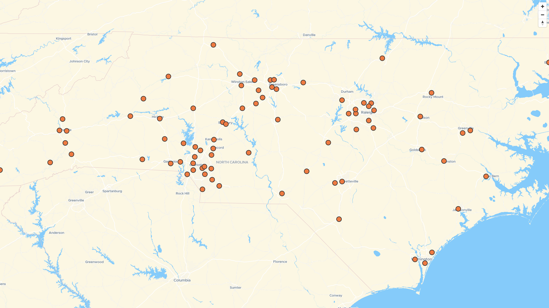 Map of ALDI USA locations in North Carolina, US | Mapstack