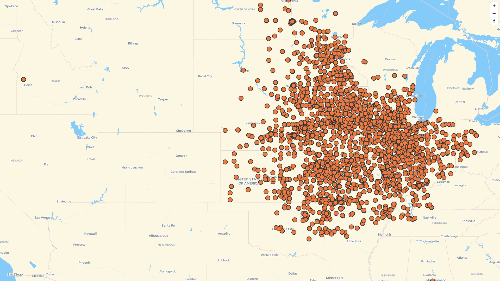 Map of Casey's General Store locations, US | Mapstack