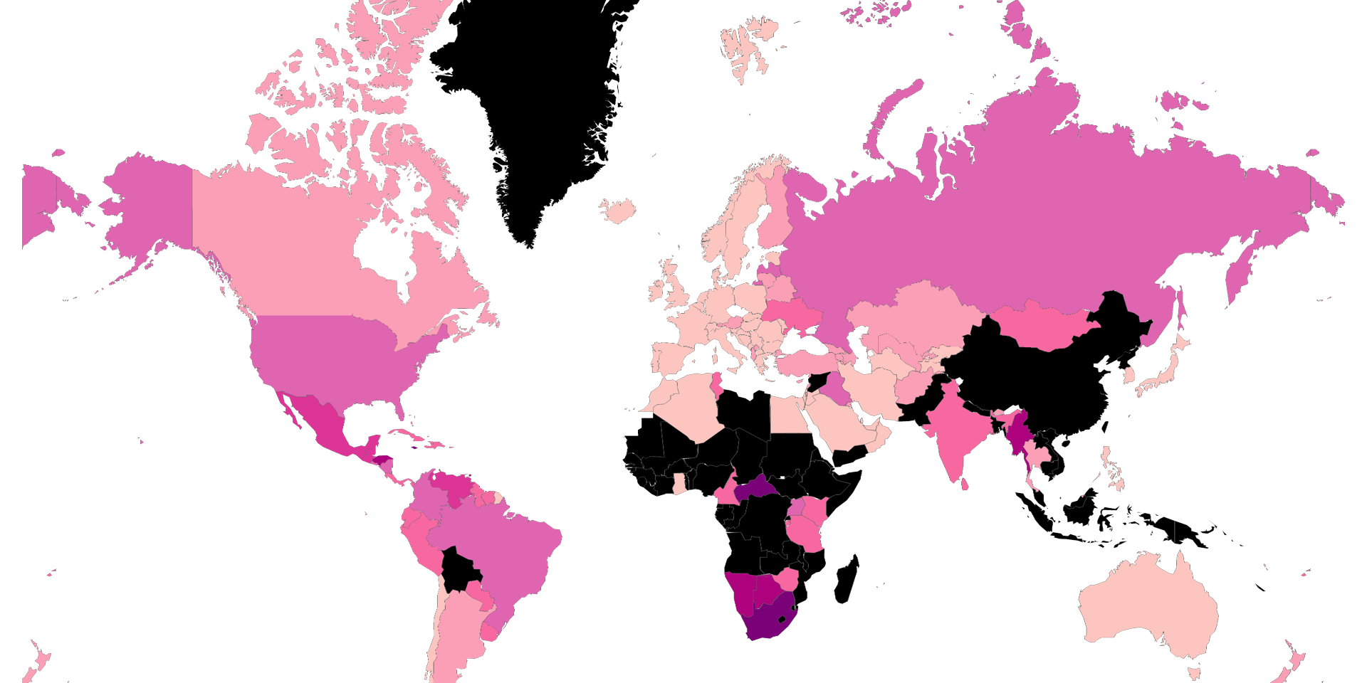 Intentional Homicides Female Per 100,000 Female by Country Map ...